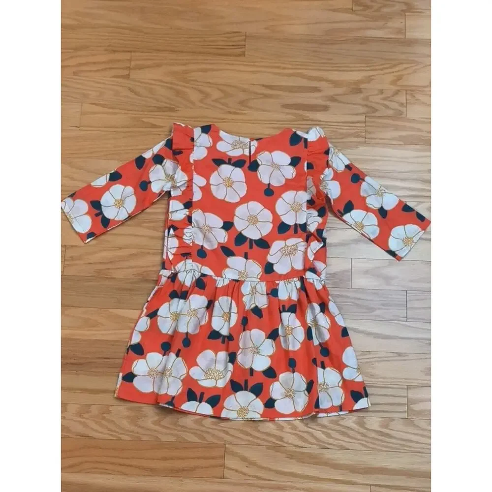 Tea Collection Ruffle Sleeve Dress Painted Peonies Size 10 NWT